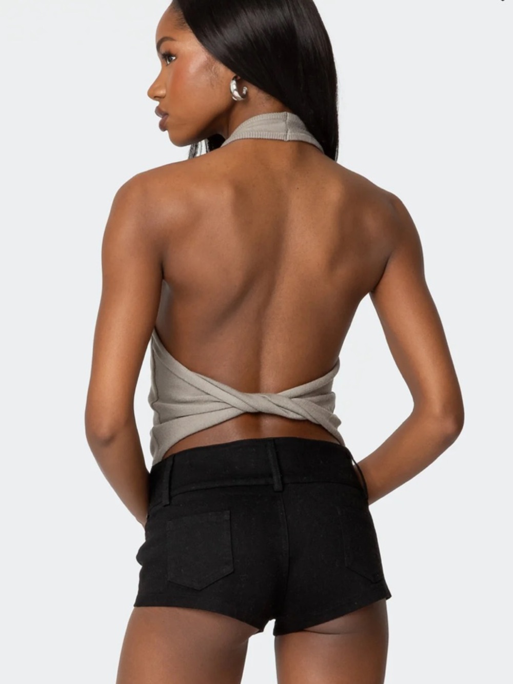 Edikted Twister Backless Knit Halter Top